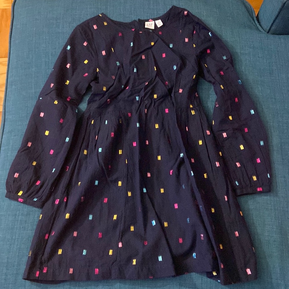 Girls blue dress with colorful dots I have the shoes to match in my listings